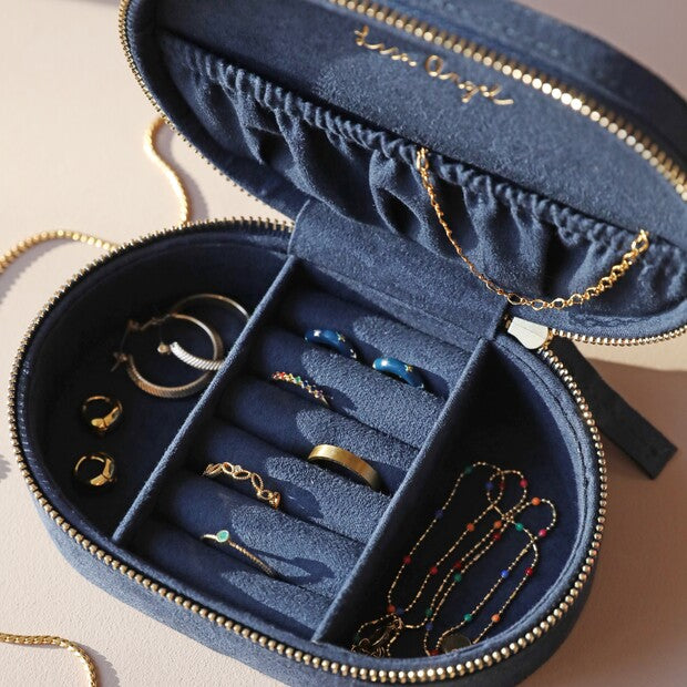 Embroidered Jewellery Case | Navy