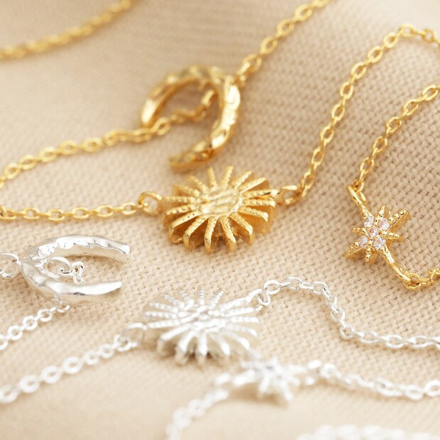 Sun + Moon Chain Necklace | Silver