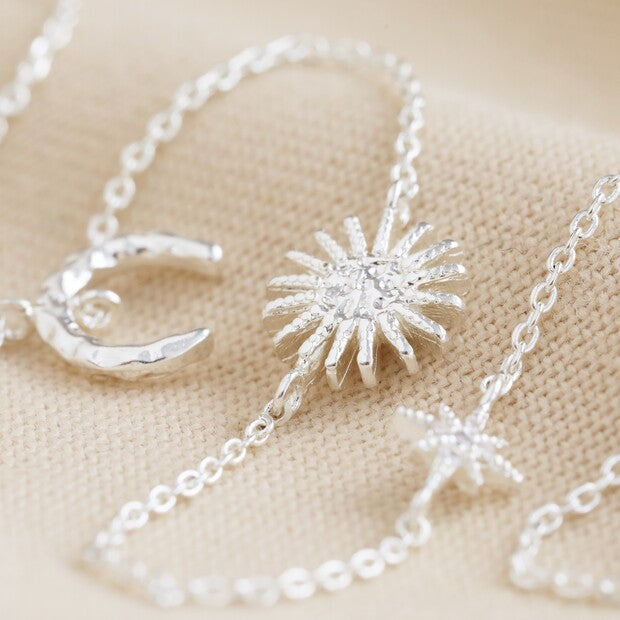 Sun + Moon Chain Necklace | Silver