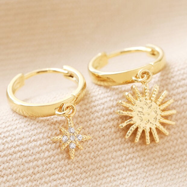 Sun + Star Charm Hoop Earrings   Luna & Soul Yoga Jewellery Austral