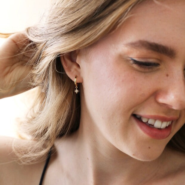 Sun + Star Charm Hoop Earrings   Luna &amp; Soul Yoga Jewellery Austral