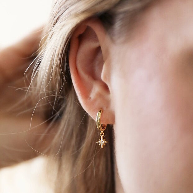 Sun + Star Charm Hoop Earrings   Luna &amp; Soul Yoga Jewellery Austral