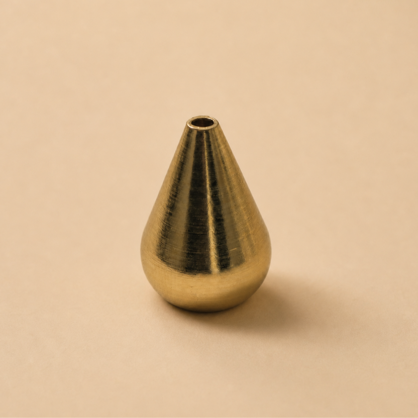 Water drop incense holder in antique brass finish for meditation, yoga rituals and mindful home styling