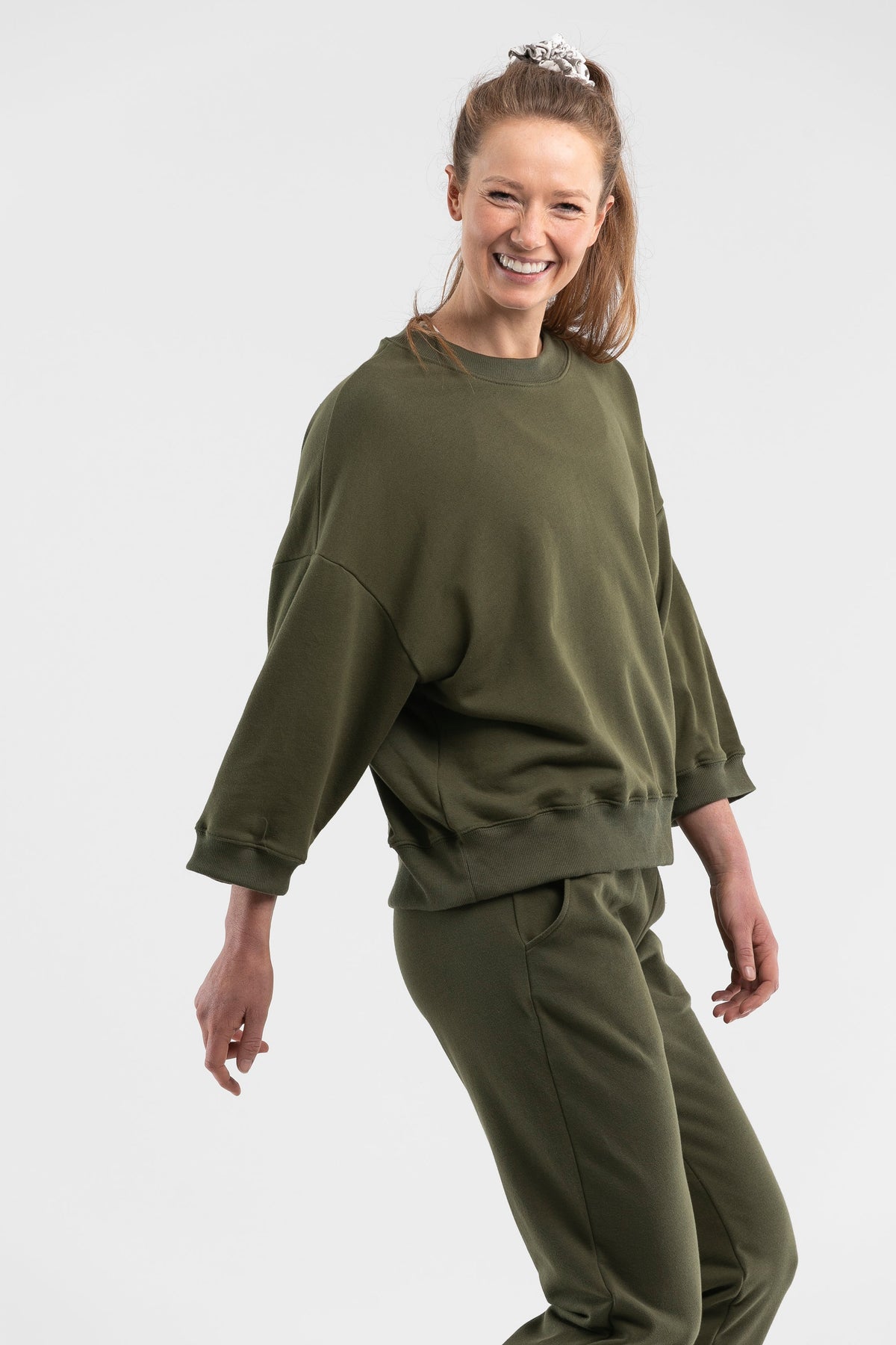 Women’s Organic Cotton Jumpers and Sweatshirts Khaki Made in Australia 