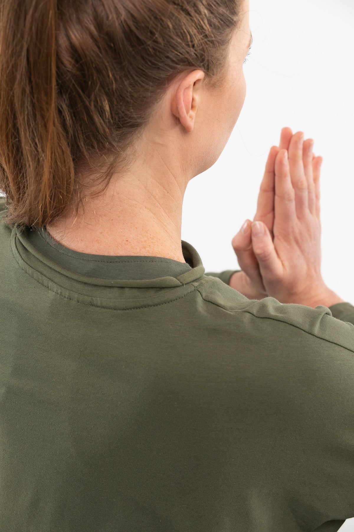 Khaki Long Sleeve Cotton Top with Split on the side_Luna &amp; Soul