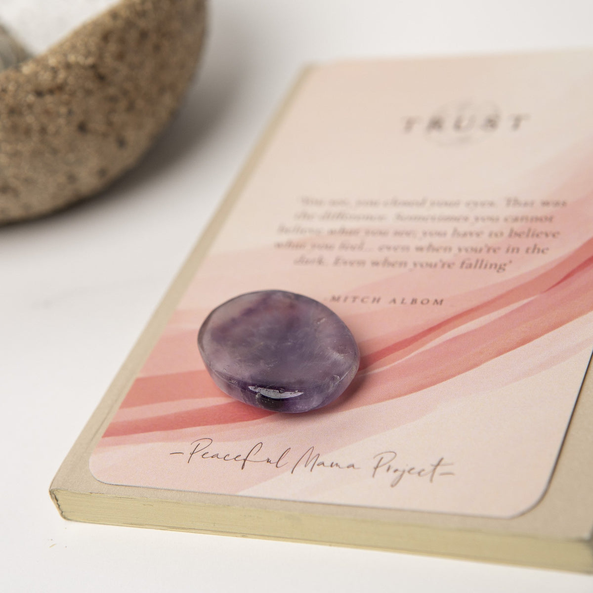 Amethyst Worry Stone - Thumb Stone | Luna &amp; Soul Sustainable Yoga Wear