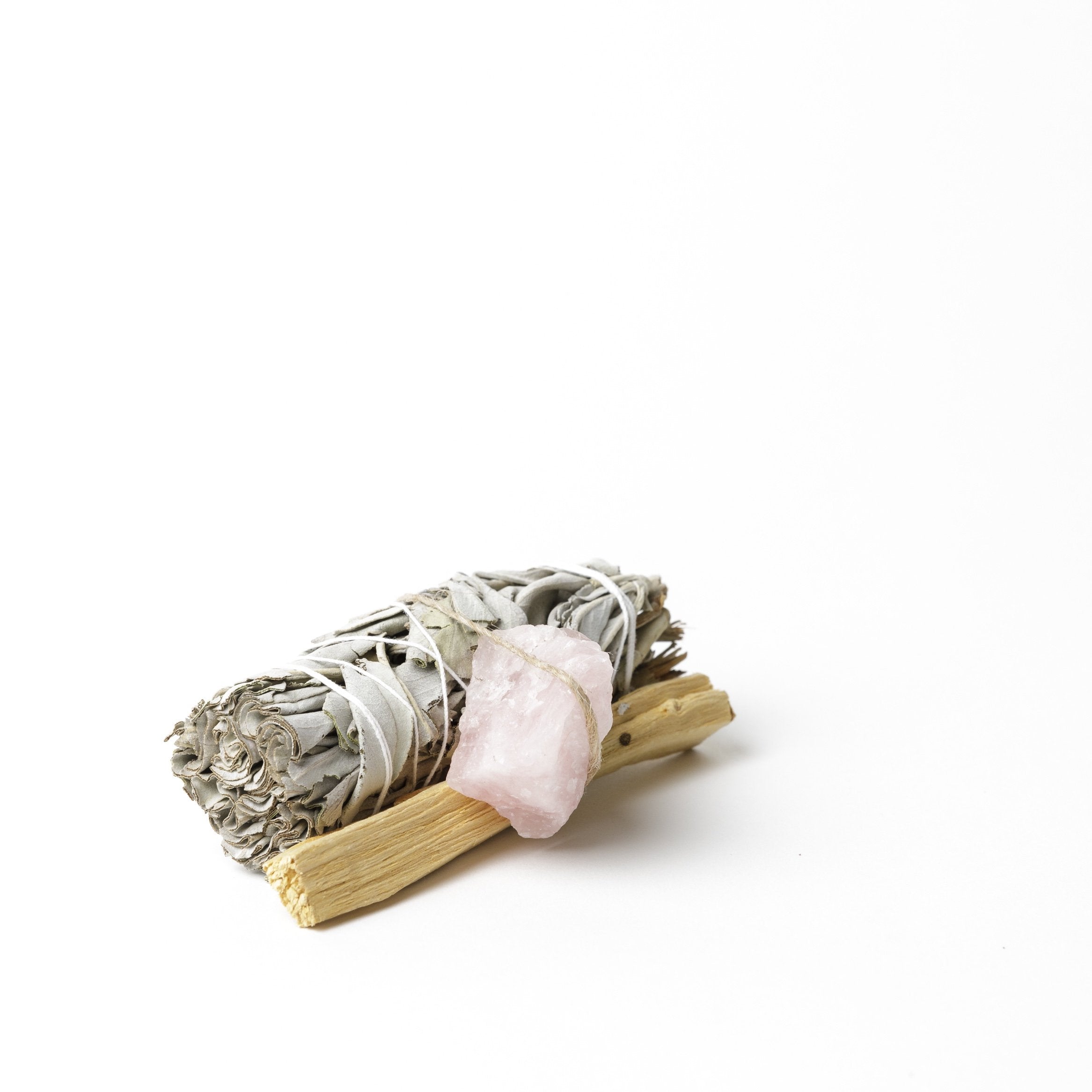 Mini Smudge Kit  Rose Quartz + White Sage +Palo Santo - Luna & Soul