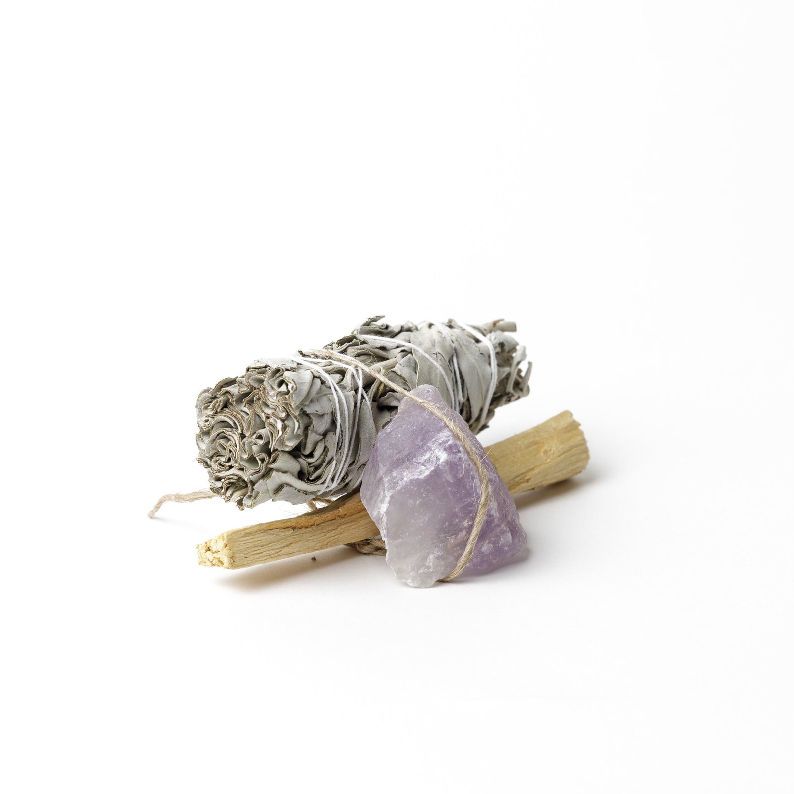 Smudge Kit - White Sage with Palo Santo & Amethyst Crystal - Luna & Soul